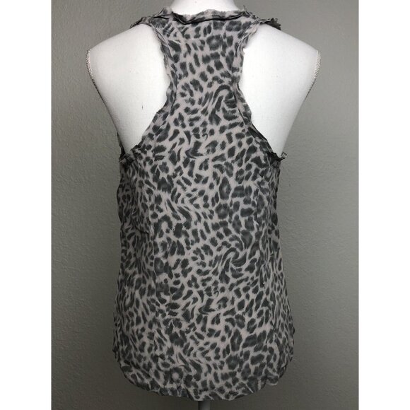 JOIE Womens SMALL Gray Leopard Print 100% SILK Racerback TANK TOP $134 EUC - Picture 3 of 10
